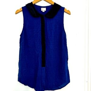 Anthropologie Postmark Louisa Blue Swiss Dot Sleeveless Top size 6